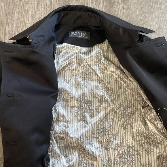 Wanko Mid Length Trench Coat Black Size - Picture 2 of 4